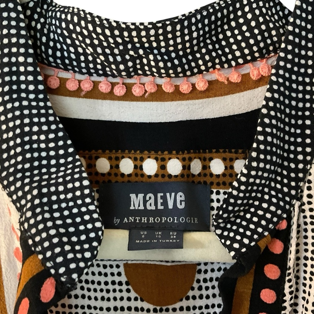 Maeve Anthropologie Striped Boho Maxi Dress Sleeveless Drawstring Waist Size 6 - Picture 3 of 8